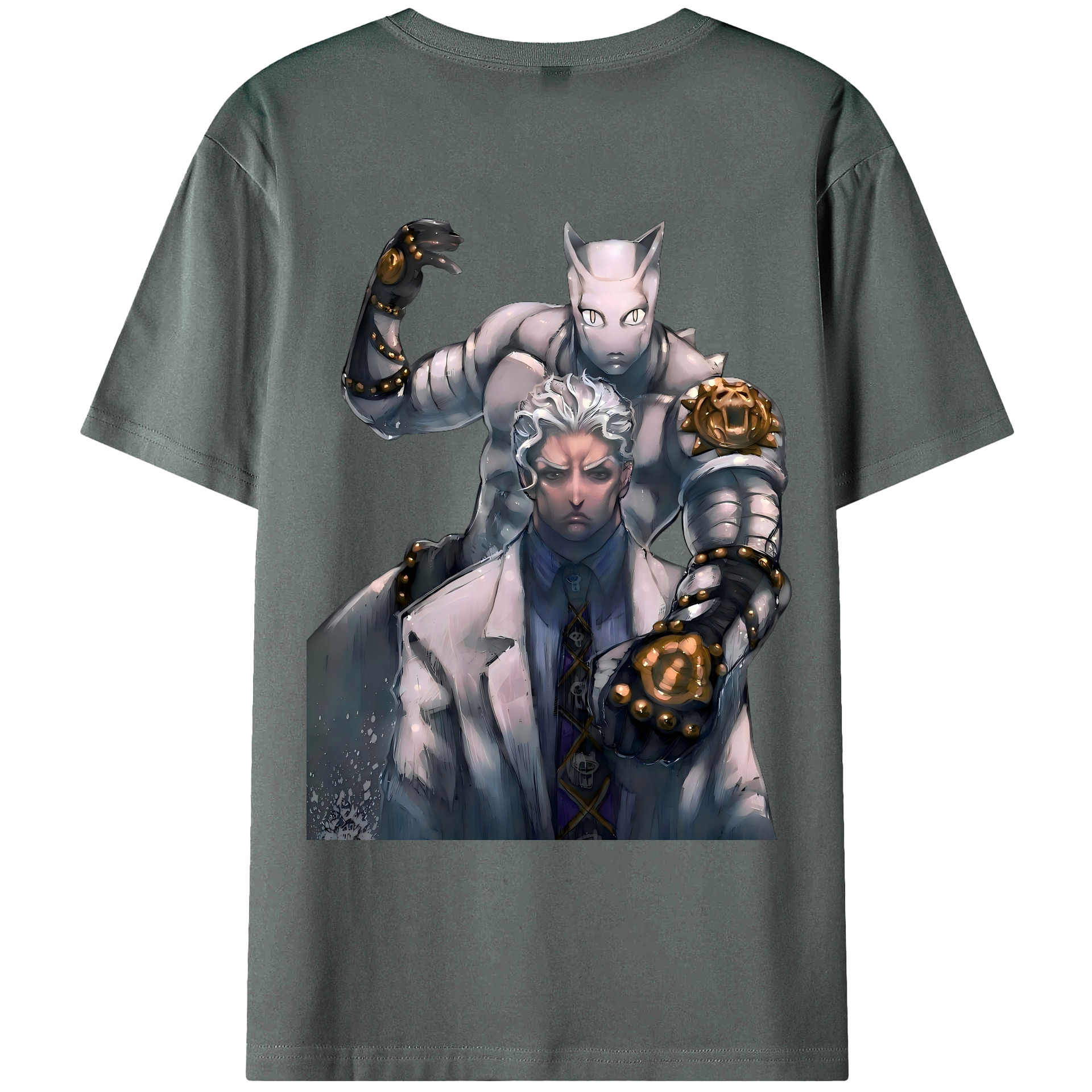 （画像用） ジョジョの奇妙な冒険 きら よしかげ JoJo's Bizarre Adventure Kira Yoshikage 綿100％ メンズ半袖Tシャツ（バックプリント） 通気性